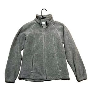 Columbia Jacket Womens Small Gray Fleece Full Zip Mock Neck Pockets Long Sleeve